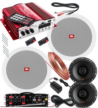 GŁOŚNIKI SUFITOWE JBL RADIO ŁAZIENKOWE WZMACNIACZ USB SD BLUETOOTH