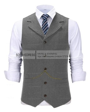Men's Suit Vest Boutique Wool Tweed Slim Fit herri