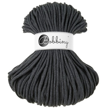 Sznurek makrama Bobbiny 5mm pleciony Grafitowy
