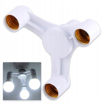 Сплиттер Светораспределитель нити на 3 лампочки. Переходник Е 27, тройник Е27