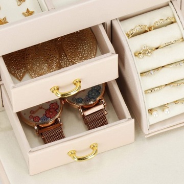 SZKATUŁKA NA BIŻUTERIĘ ETUI ORGANIZER PUDEŁKO ELEGANCKIE KUFEREK XL KASETKA