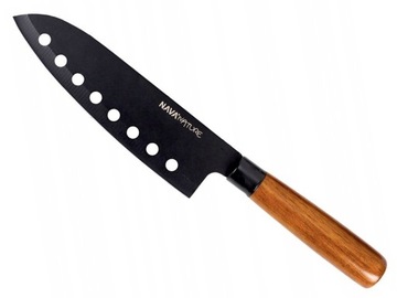 NÓŻ SANTOKU CZARNY STALOWY KUCHENNY SIEKANIA 16,5
