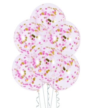 Balony z konfetti różowo-złotym 12cali 4 szt