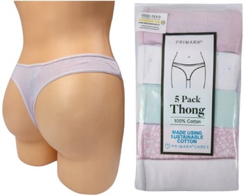 PRIMARK 5-pak MAJTKI stringi PASTELOWE 40-42 M