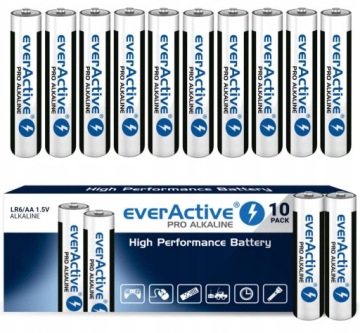 10x AA LR6 everActive PRO ALKALINE батарейки