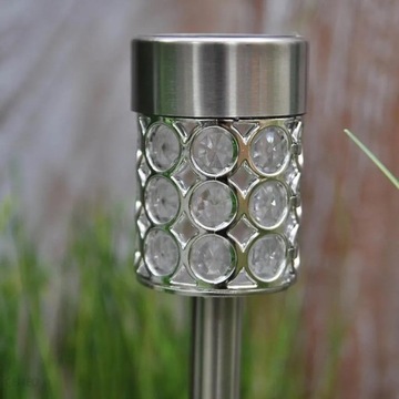 СОЛНЕЧНАЯ ЛАМПА ГЛАМУРНАЯ СЕРЕБРЯНАЯ КРИСТАЛЛЫ САДОВАЯ СТОЛБ-ЛАМПА