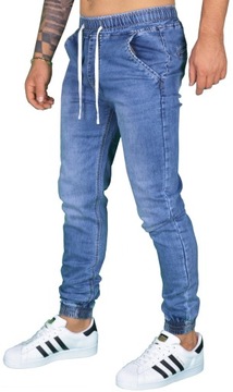 JOGGERY MĘSKIE SPODNIE BOJÓWKI JEANSOWE JAKOŚĆ