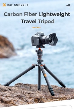 Легкий карбоновый штатив K&F Concept, 162 см, шаровая головка, 36 мм, крючок, уровень.