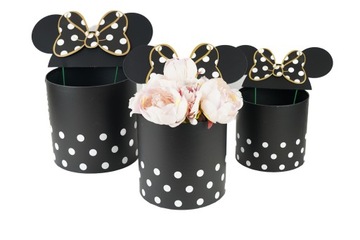 3 sztuki Flower box Myszka Minnie Miki na kwiaty zestaw czarny P281