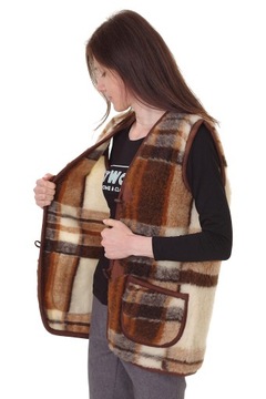 Ciepła kamizelka wełniana 100% merynos gruba serdak ocieplacz Woolmark L