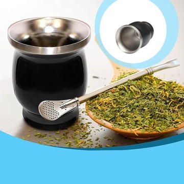 ЧАЙНАЯ ЧАШКА YERBA MATE ИЗ ТЫКВЫ 240МЛ С ДВУМЯ СОЛОМКАМИ ДЛЯ ЧИСТКИ