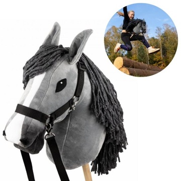 Konik na kiju koń na patyku rozmiar A3 - Hobby Horse Skippi SZARY