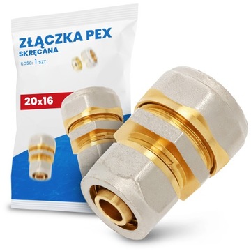 Złączka PEX 20x16 mm SKRĘCANA Nypel Mufa Łącznik Złącze Skrętna Prosta Rury