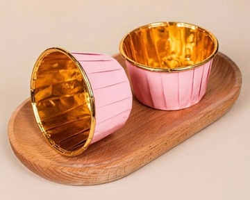 ЖЕСТКИЕ ЧАШКИ, ФОРМЫ ДЛЯ МАФФИНОВ, МОНОПОРЦИИ, РОЗОВОЕ ЗОЛОТО, 7x4см