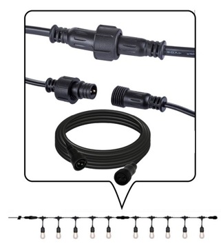 Соединитель удлинительного кабеля для гирлянд светодиодных цепей 1 м BERGE
