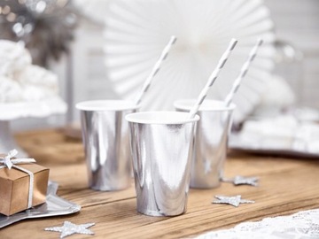 БУМАЖНЫЙ СТАКАН МЕТАЛЛИЧЕСКИЙ 220 мл 1 уп./6 шт. СЕРЕБРО