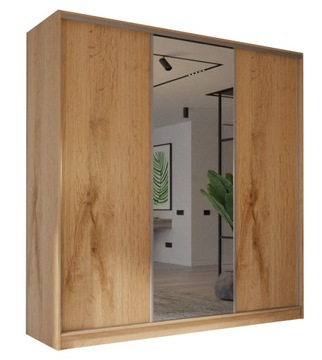 SZAFA PRZESUWNA 3 DRZWIOWA LINIA MODERN 170 x 250 CM - DĄB WOTAN + LUSTRO