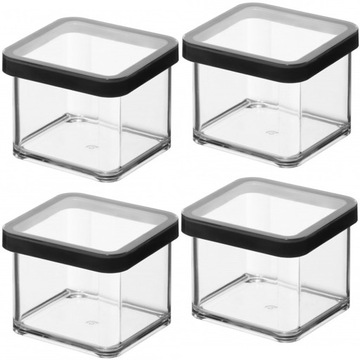 ROTHO ZESTAW 4x POJEMNIK ORGANIZER ŻYWNOŚĆ ARTYKUŁY SYPKIE CZARNY 0,5L LOFT