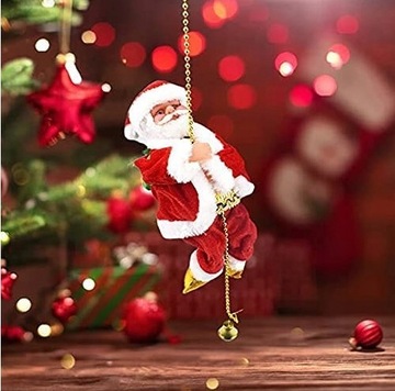 ДЕД МОРОЗ НА ВЕРЕВКЕ РОЖДЕСТВЕНСКОЕ УКРАШЕНИЕ 100СМ