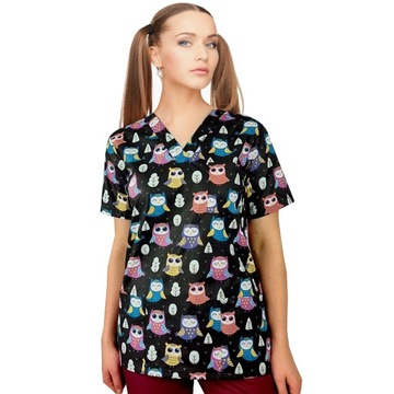Bluza medyczna damska fartuch kolorowy wzorek XS