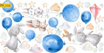 Детские наклейки на стену БУНТЫ, ЦВЕТНЫЕ ШАРИКИ КРОЛИК