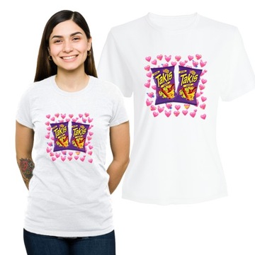 Koszulka Damska z Nadrukiem Bawełniany T-shirt na Prezent Takis Chipsy L