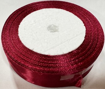 wstążka satyna tasiemka ok 2,5cm x 22,5m bordowa