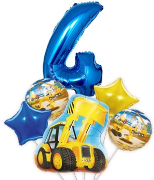 ZESTAW BALON CYFRA 4 CZTERY LAT KOPARKA SPYCHACZ