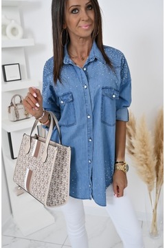 ДЖИНСОВАЯ РУБАШКА ОВЕРСАЙЗ С УКРАШЕНИЕМ! XXL