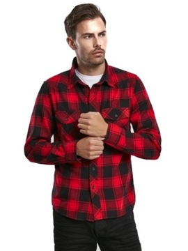 Koszula z długim rękawem BRANDIT Check Shirt Red-Black L