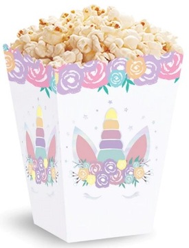 PUDEŁKA na Popcorn Słodycze Jednorożec 3 szt