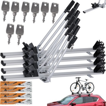 4x BAGAŻNIK DACHOWY NA ROWER UCHWYT ROWEROWY DACH ALUMINIUM ZAMYKANY AMOS