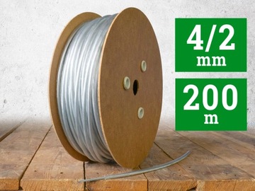 Linka lina stalowa w PCV 2/4mm 200m bezbarwna 1x19