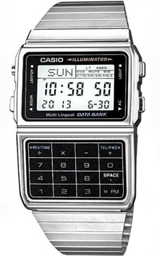ZEGAREK CASIO RETRO BRANSOLETA KALKULATOR DATA BANK STOPER