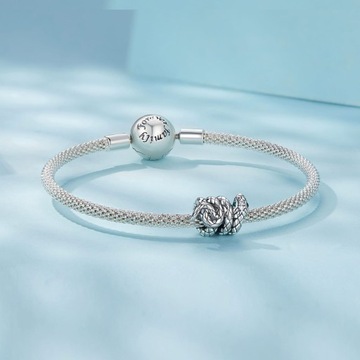 G706 Wąż kryształ srebrny charms koralik beads