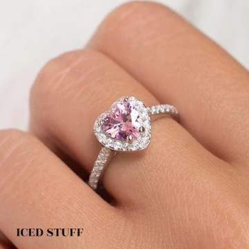 Pierścionek Heart Gem Pink Serce S925 14