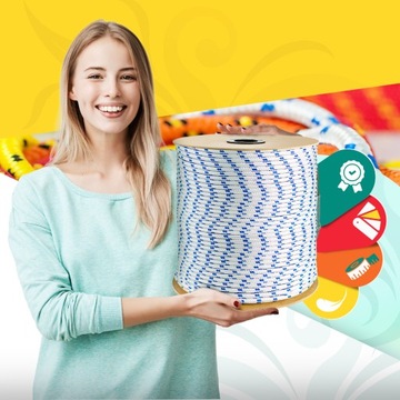 Lina Linka POLIPROPYLENOWA 4mm Pleciona Żeglarska uniwersalna CZARNA 10 m