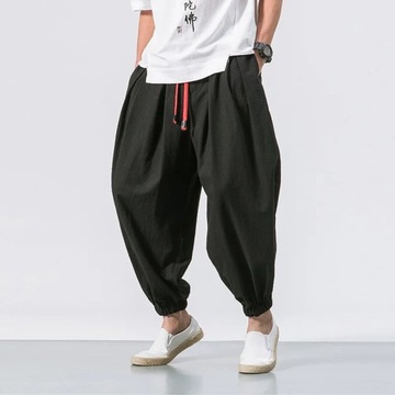 Spring Men Loose Harem Pants Chinese Linen Sweatpa