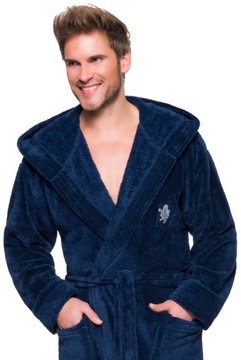 BRUCE ТЕПЛЫЙ МУЖСКОЙ ДЛИННЫЙ ХАЛАТ С КАПЮШОНОМ L