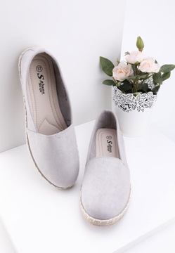 SZARE ESPADRYLE DAMSKIE WSUWANE TENISÓWKI PŁASKIE PÓŁBUTY TRAMPKI