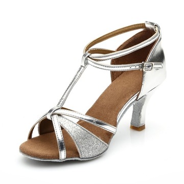 DAMSKIE BUTY DO TAŃCA TOWARZYSKIEGO LATINO SREBRNE 7CM 38