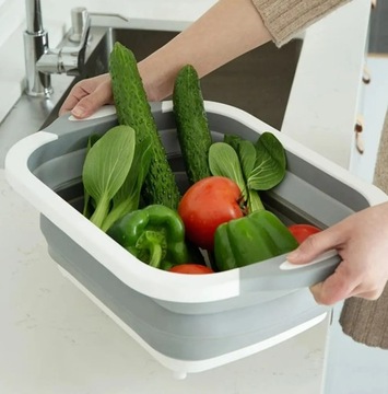 СКЛАДНАЯ СИЛИКОНОВАЯ ЧАША РАЗДЕЛОЧНАЯ ДОСКА ПОРТАТИВНАЯ КАПЕЛЬНИЦА СЛИВ 3-в-1