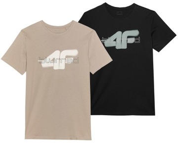 KOSZULKA MĘSKA 4F T-SHIRT Z NADRUKIEM PREMIUM BAWEŁNA ZESTAW 2SZT. XL