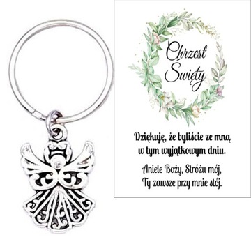 PODZIĘKOWANIE DLA GOŚCI CHRZEST ŚWIĘTY ANIOŁEK BRELOK PAMIĄTKA UPOMINEK