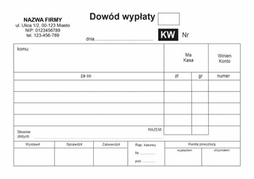 KW dowód wypłaty (A6) + DANE LOGO