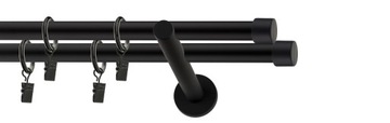 Karnisz metalowy podwójny Czarny Mat 140 cm 19/19mm Luna różne wzory