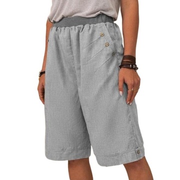 Damskie buty lniane szorty na co dzień, Szary, 4XL