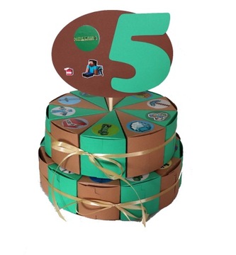 TORT papierowy 22 szt Topper + naklejki Minecraft