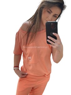 BY O LA LA! BLUZKA T-SHIRT EMOTKA PAPAYA S 36