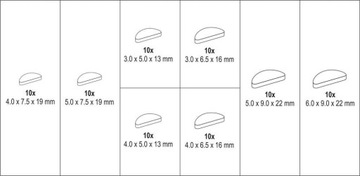 ЧЕЛНОК ПОЛУКРУГЛЫЕ 80 ШТ. СМЕШИВАНИЕ РАЗМЕРОВ